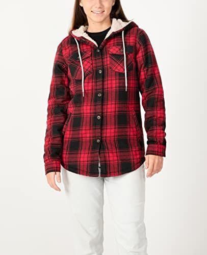 ZENTHACE Women's Sherpa Lined Plaid Flannel Jacket Button Do...