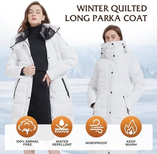 IKAZZ Women's Winter Coats, Thickened Warm Insulated Vegan D...