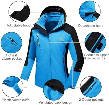 MAGCOMSEN Women's 3-in-1 Winter Coats Snow Ski Jacket Waterp...