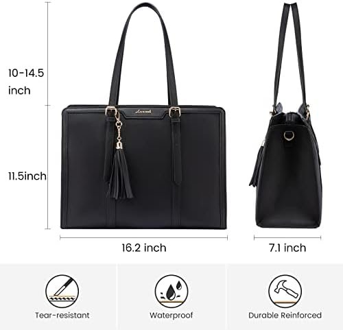 LOVEVOOK Laptop Tote Bag for Women,17 inch Canvas Leather Co...