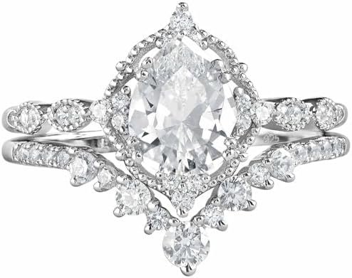 Newshe Jewellery Wedding Rings for Women Engagement Ring Set...