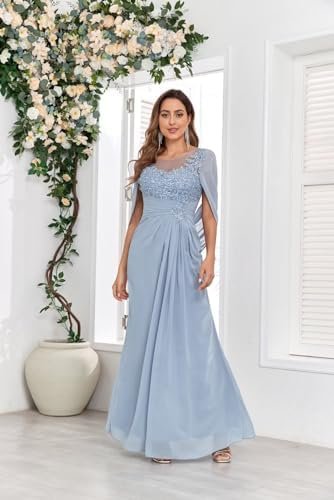 TORYEMY Cape Sleeve Mother of The Bride Dresses Mermaid Long...