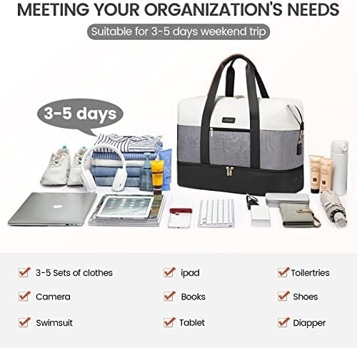 LOVEVOOK Weekender Bag, Large Travel Duffel Bag for Women wi...