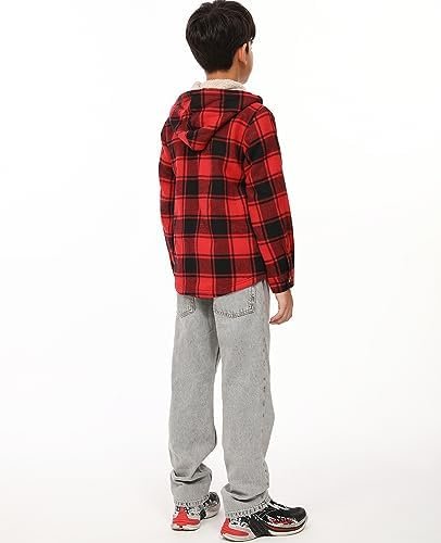 ZENTHACE Boys Sherpa Lined Full Zip Flannel Plaid Shirt Jack...