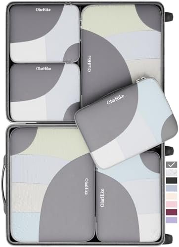 6 Set Packing Cubes for Travel, OlarHike 3 Various Sizes(Lar...