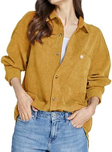 SSLR-Womens-Corduroy-Shacket-Jacket-Oversized Button Down Sh...