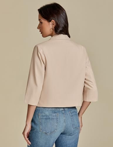 luvamia Linen Blazers for Women Business Casual Cropped 3/4 ...