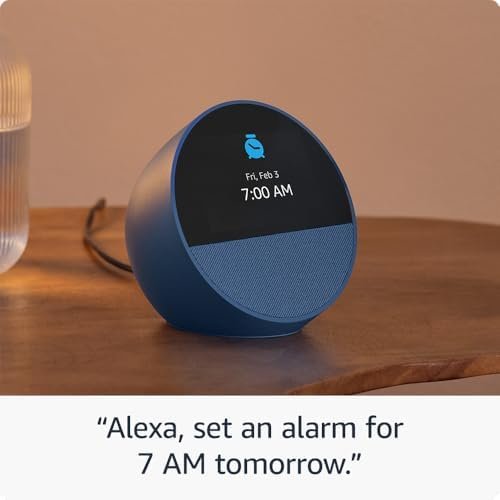 Amazon Echo Spot (newest model), Great for nightstands, offi...