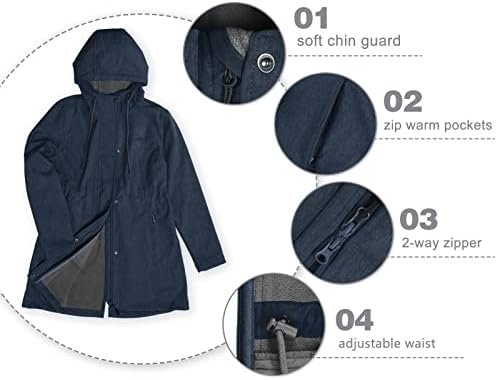 33,000ft Women's Softshell Long Jacket with Hood Fleece Line...