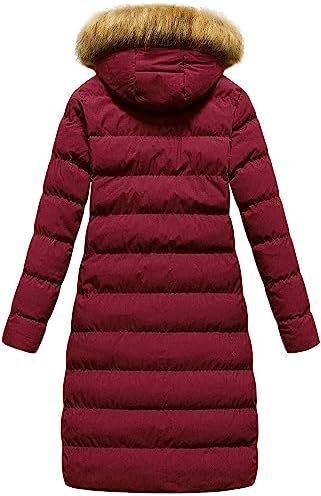 CREATMO US Women's Long Winter Faux Fur Coat Puffer Warm Jac...