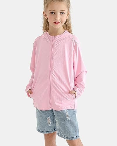 Auranso Kids Zip-Up Hoodie Girls Boys UPF50+ Sun Protection ...