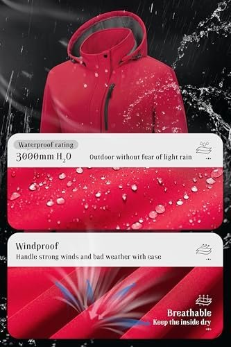 Pursky Women's Softshell Jacket Lightweight Fleece Lined Rai...