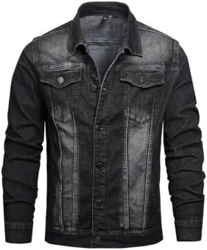 QIMYUM Jean Jacket For Men, Distressed Slim Denim Jacket QIMYUM Jean Jacket For Men, Distressed Slim Denim Jacket