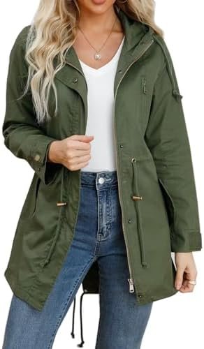 Women's Ligtweight Jackets Anorak Utility Drawstring Waist H... Women's Ligtweight Jackets Anorak Utility Drawstring Waist H...