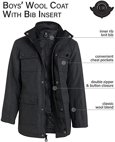 URBAN REPUBLIC Boys Wool Dress Coat - Warm Stylish Winter Ja...