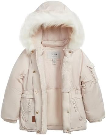 LONDON FOG Girls' Heavyweight Utility Parka with Cozy Trim H...