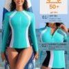 ATTRACO Long Sleeve Rash Guard Shirts for Women Full Zip Jac...
