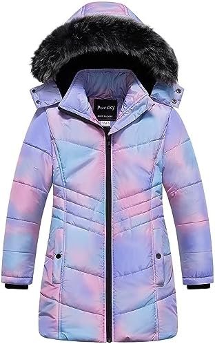 Pursky Girls' Warm Winter Coat Long Parka Fleece Lined Water...