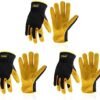 HANDLANDY Men Leather Gardening Gloves, Utility Work Gloves ...