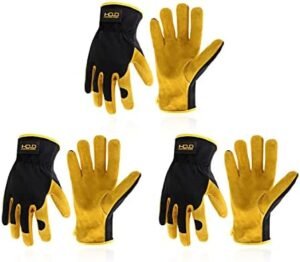 HANDLANDY Men Leather Gardening Gloves, Utility Work Gloves ... HANDLANDY Men Leather Gardening Gloves, Utility Work Gloves ...