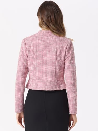 Allegra K Vintage Tweed Jackets for Women's Stand Collar Bus...