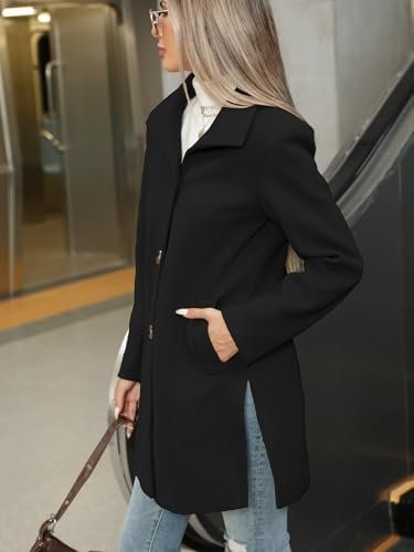 Jenkoon Women Single-Breasted A-Lined Winter Coat Mid Long W...