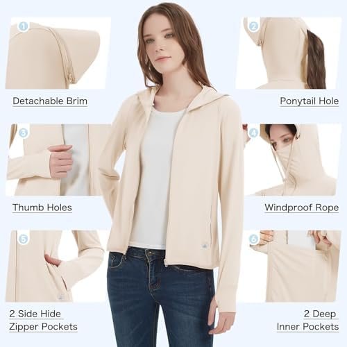 Women's UPF 50+ Sun Protection Jacket Lightweight Cooling Lo...