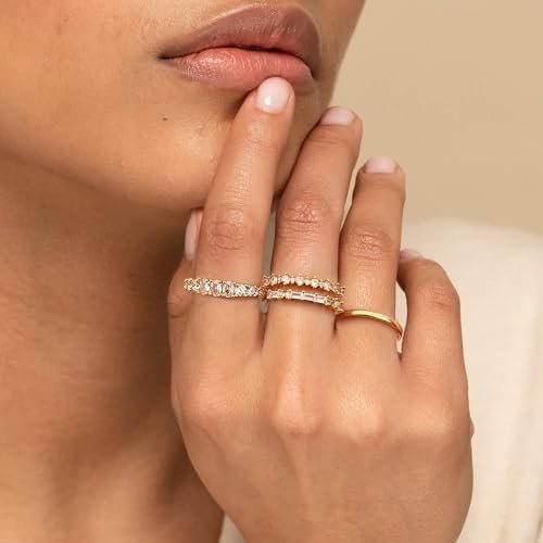 TOBENY Stackable Gold Rings for Women Non Tarnish Dainty 14K...