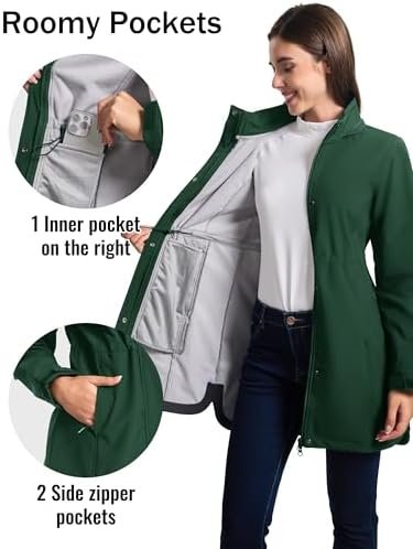 MAGCOMSEN Women's Long Fleece Lined Jackets Warm Winter Wind...