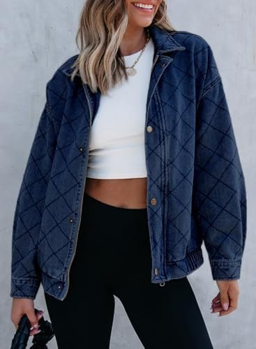 Sidefeel Women's Jean Jacket Long Sleeve Zimbaplatinum Overs...