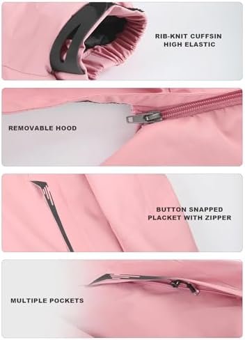 Women's Waterproof Rain Jacket with Detachable Hood Lightwei...