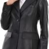 Women's Lambskin Leather Blazer,Fitted Leather Jacket,Button...