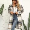 PUWEI Women's Long Flannel Plaid Jacket Shacket Cozy Lapel B...