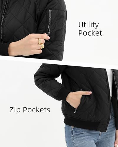 Argstar Women's Quilted Bomber Jakcet with 5 Pockets (XS-XXL...