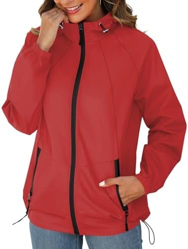Avoogue Rain Jacket for Women Waterproof Lightweight Windbre...