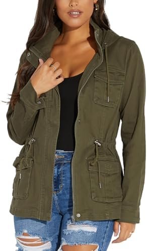 JTNFairy Casual Jackets for Women Long Sleeve Zipper Classic...