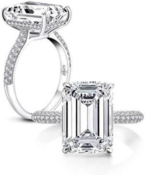AINUOSHI 6 Carats Emerald Cut Cubic Zirconia CZ Rhodium Plat... AINUOSHI 6 Carats Emerald Cut Cubic Zirconia CZ Rhodium Plat...