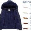 Chrisuno Women's Casual Short Winter Puffer Coat Soft Faux F...