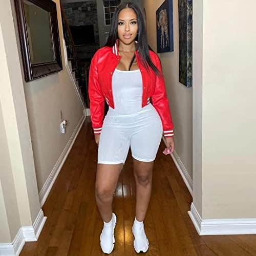 Mintsnow Womens Varsity Jacket Long Sleeve Button Down Bombe...