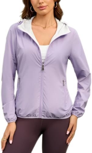 Womens Reversible Rain Jacket Lightweight Waterproof Windbre...