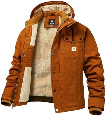 CHEXPEL Mens Fall and Winter Utility Jacket Relaxed Fit Work...