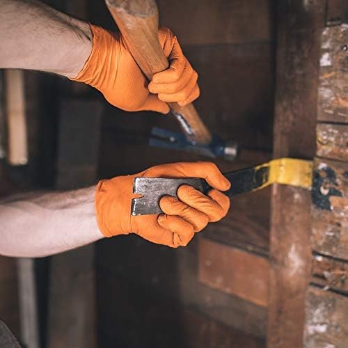 GLOVEWORKS HD Orange Nitrile Gloves, 8 Mil, Disposable, Rais...