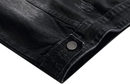 QIMYUM Jean Jacket For Men, Distressed Slim Denim Jacket