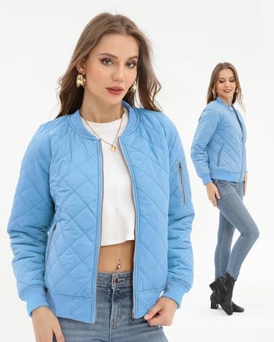 Argstar Women's Quilted Bomber Jakcet with 5 Pockets (XS-XXL...