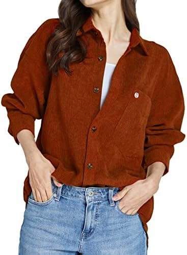 SSLR-Womens-Corduroy-Shacket-Jacket-Oversized Button Down Sh...