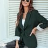 Genhoo Blazer Jackets for Women Open Front Long Sleeve Work ...