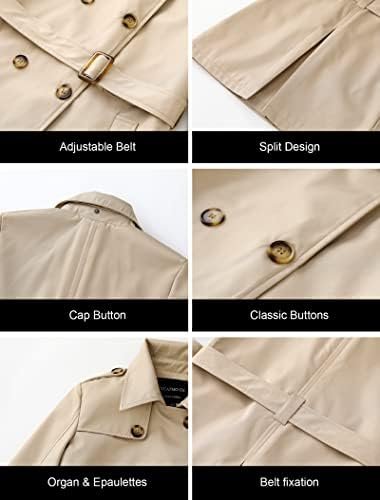 CREATMO US Women's Trench Coat Double-Breasted Classic Lapel...