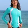 ATTRACO Long Sleeve Rash Guard Shirts for Women Full Zip Jac...