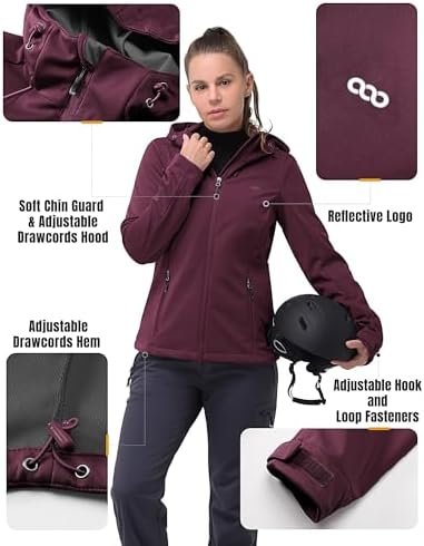 33,000ft Women's Softshell Jacket with Hood Waterproof Light...