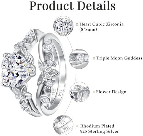 Heart Ring for Women Heart Moss Agate/Opal/Cubic Zirconia In...